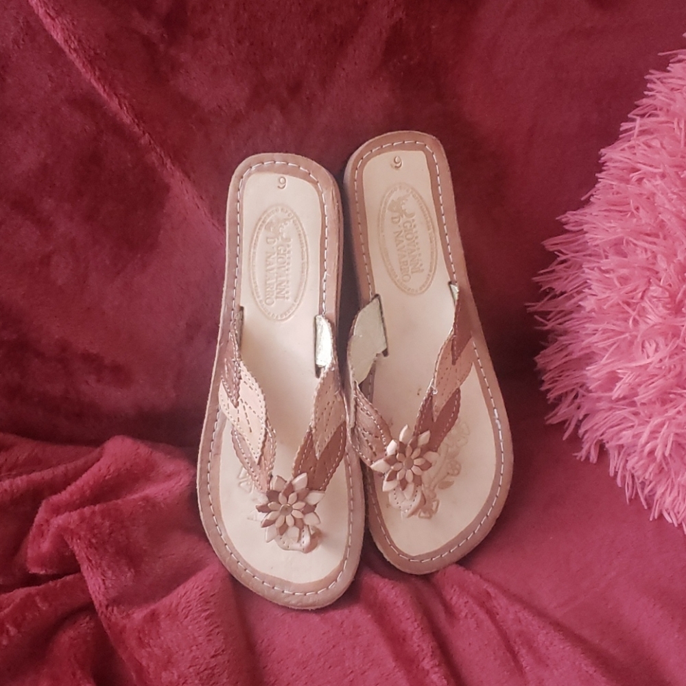 (R) Leather flip flops